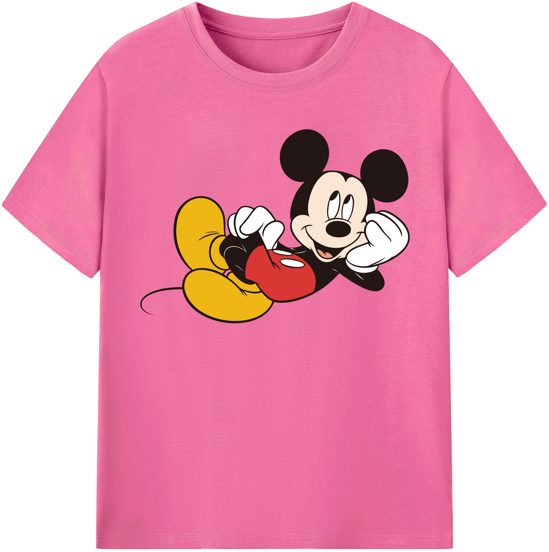 （画像用） ミッキーマウス Mickey Mouse レディースカジュアルプリントTシャツ（綿100％）
